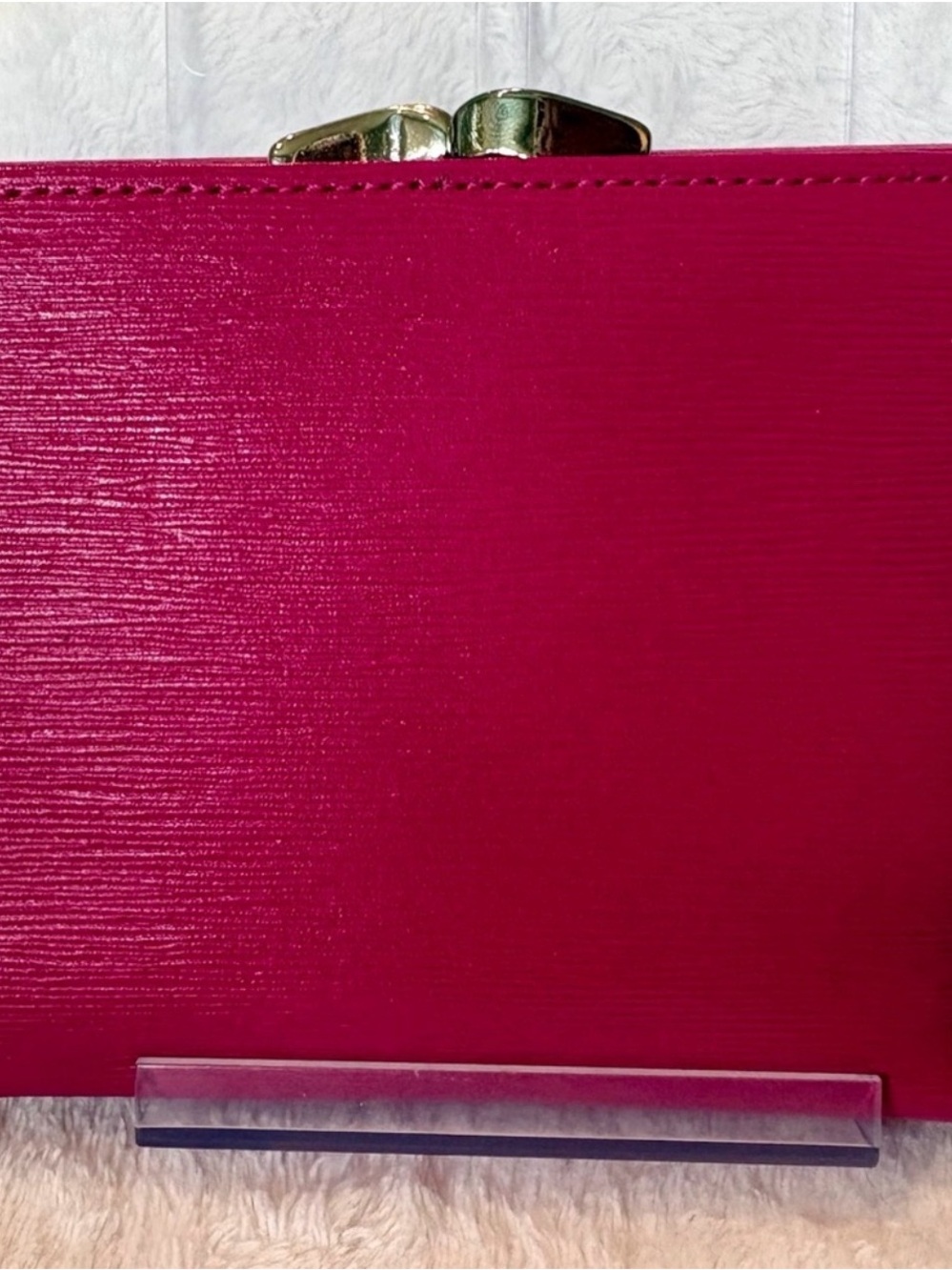 Balenciaga Hot Pink Leather Envelope Clutch with Gold Triangle Logo - Picture 5 of 10